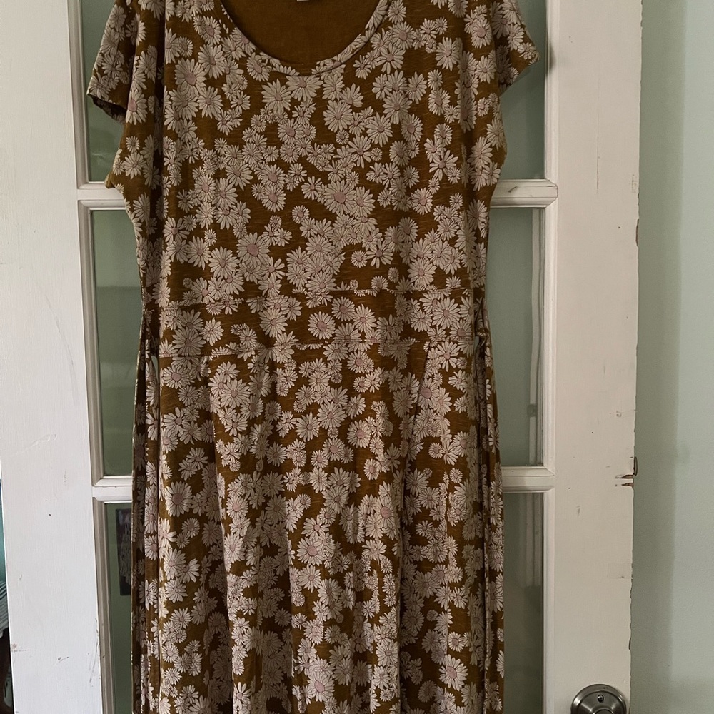 Toad and Co Cue Faux Wrap Short Sleeve Dress. Daisies!